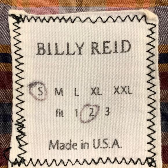 S Red Grey Plaid Cotton One Pocket Button Down Collar Long Sleeve Shirt - Picture 4 of 5